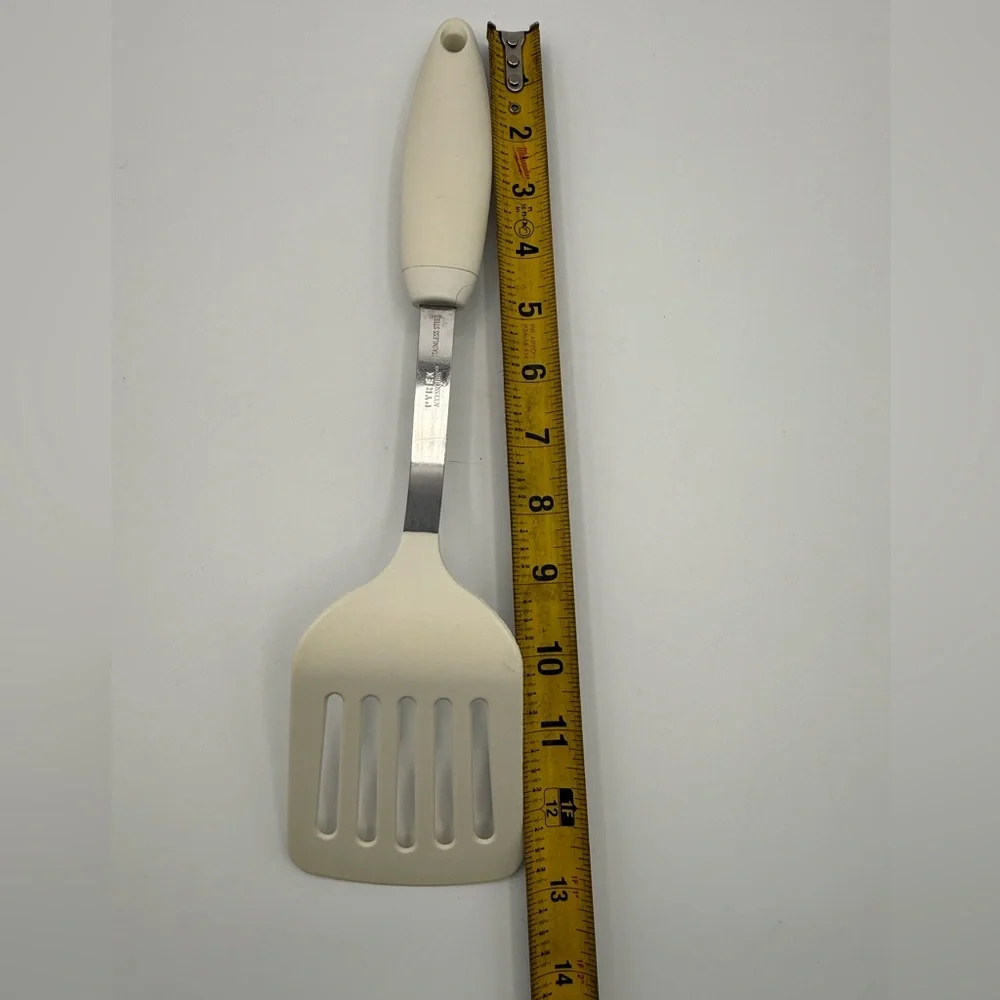 Vintage Pyrex Slotted Spatula Turner Beige Nylon Stainless Steel Handle